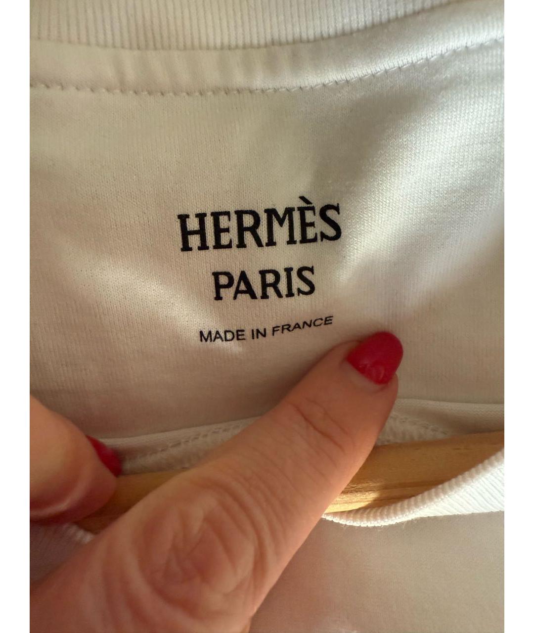 HERMES Белая хлопковая футболка, фото 5
