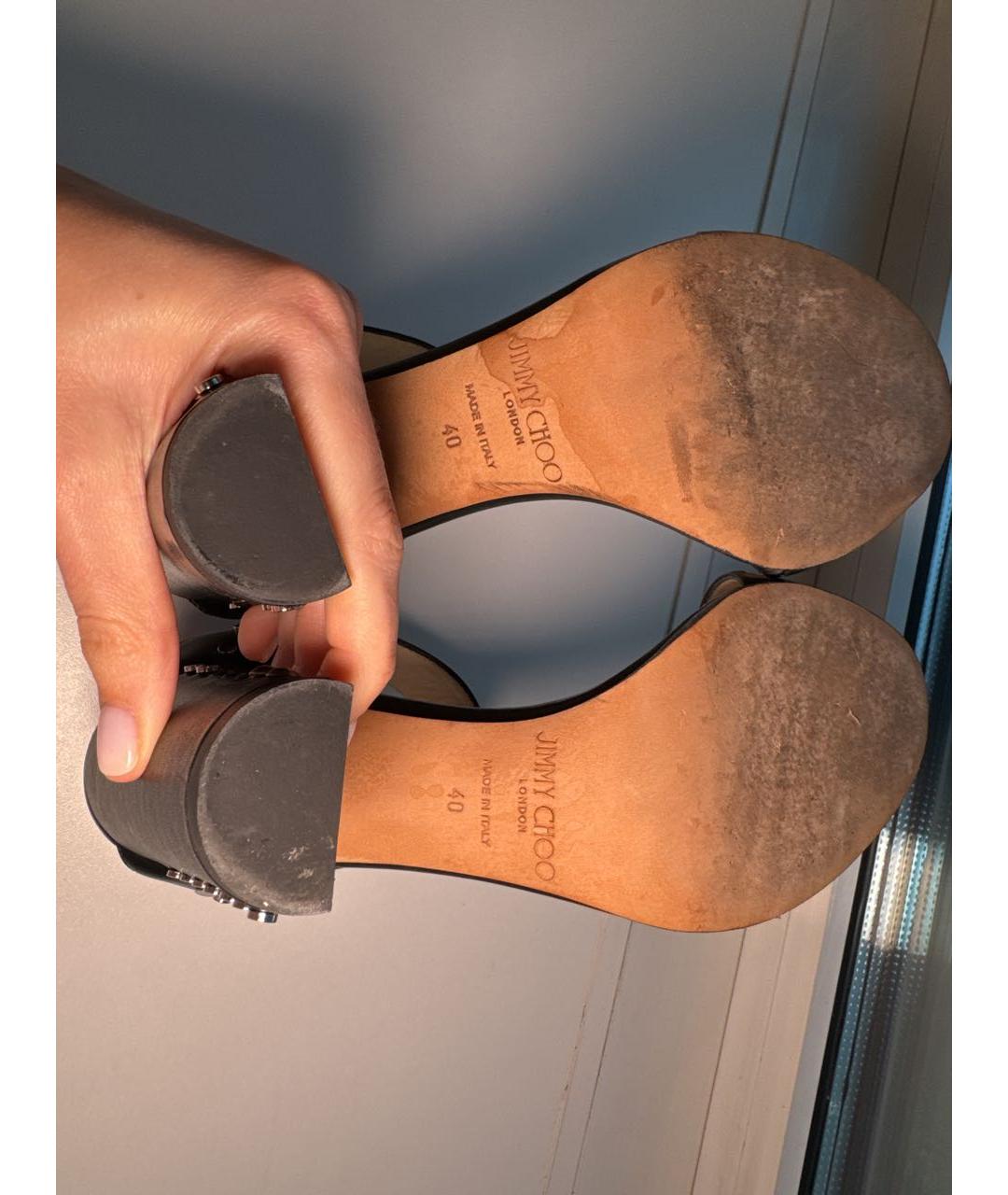 JIMMY CHOO Черные кожаные босоножки, фото 5