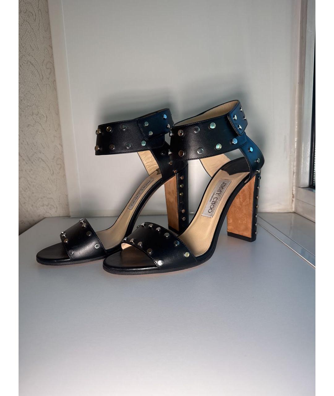JIMMY CHOO Черные кожаные босоножки, фото 2