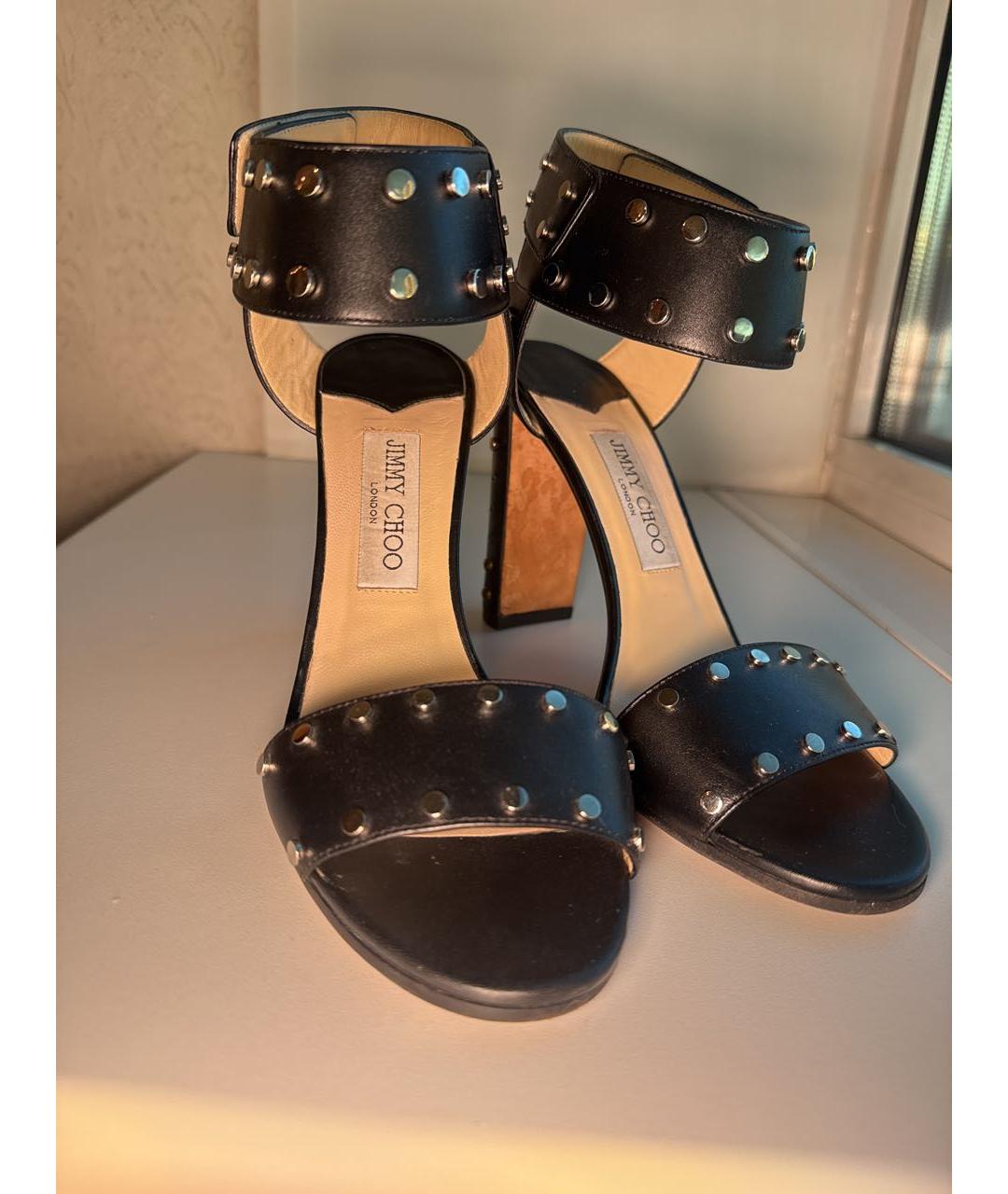 JIMMY CHOO Черные кожаные босоножки, фото 6