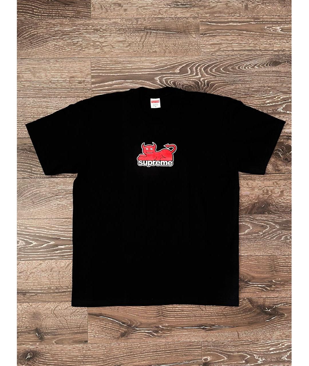 SUPREME Черная хлопковая футболка, фото 2