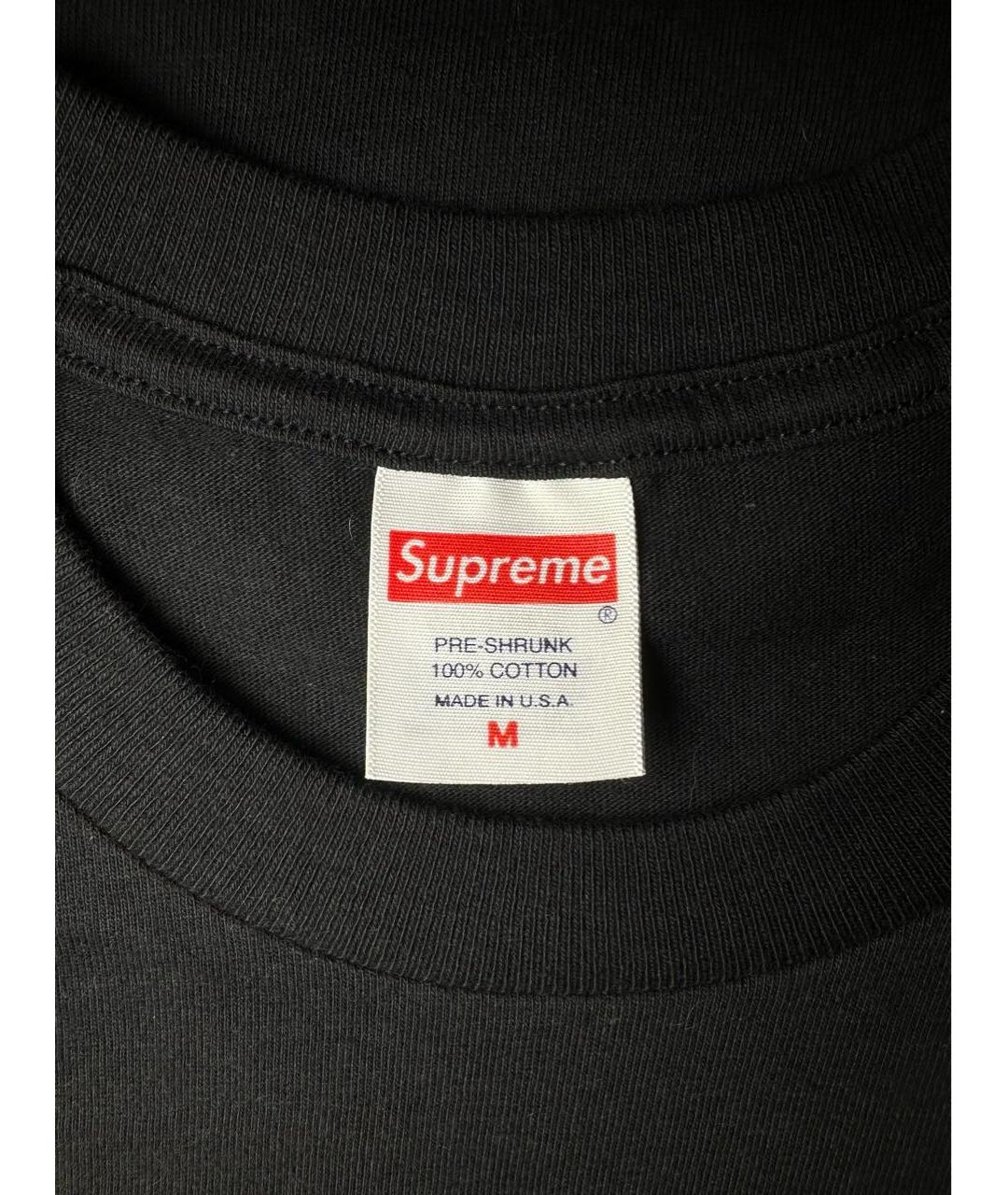 SUPREME Черная хлопковая футболка, фото 5