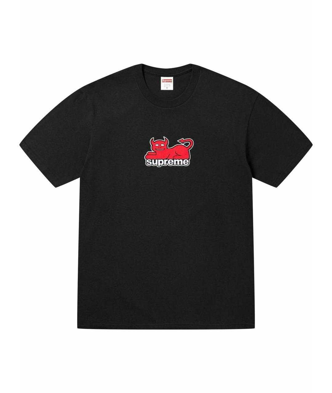 SUPREME Черная хлопковая футболка, фото 1