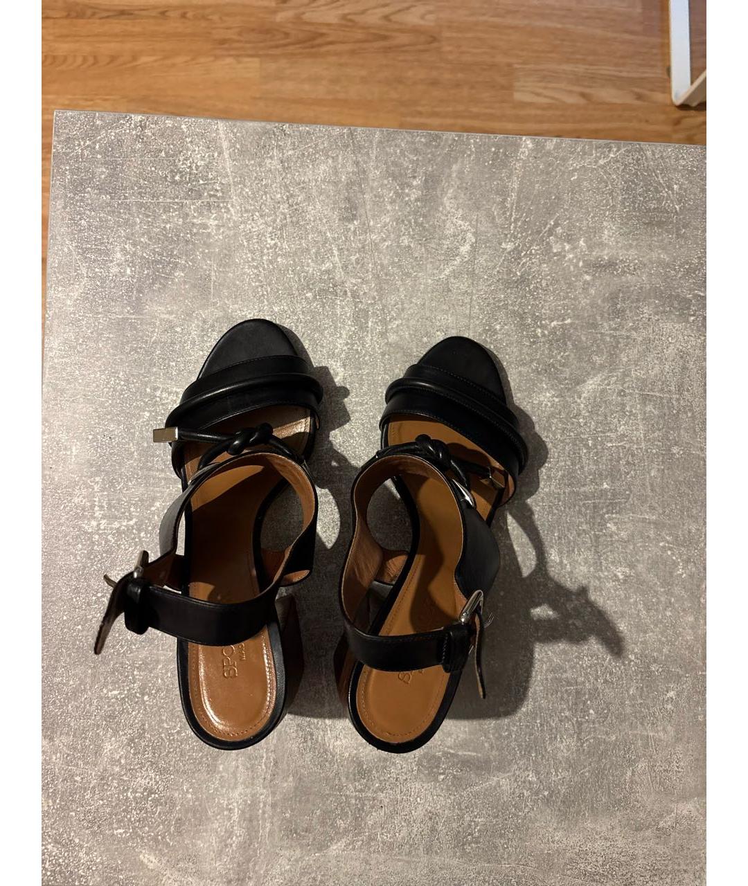SPORTMAX Черные кожаные босоножки, фото 3