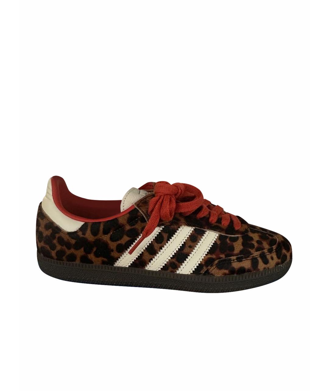ADIDAS Коричневые кожаные кеды, фото 1