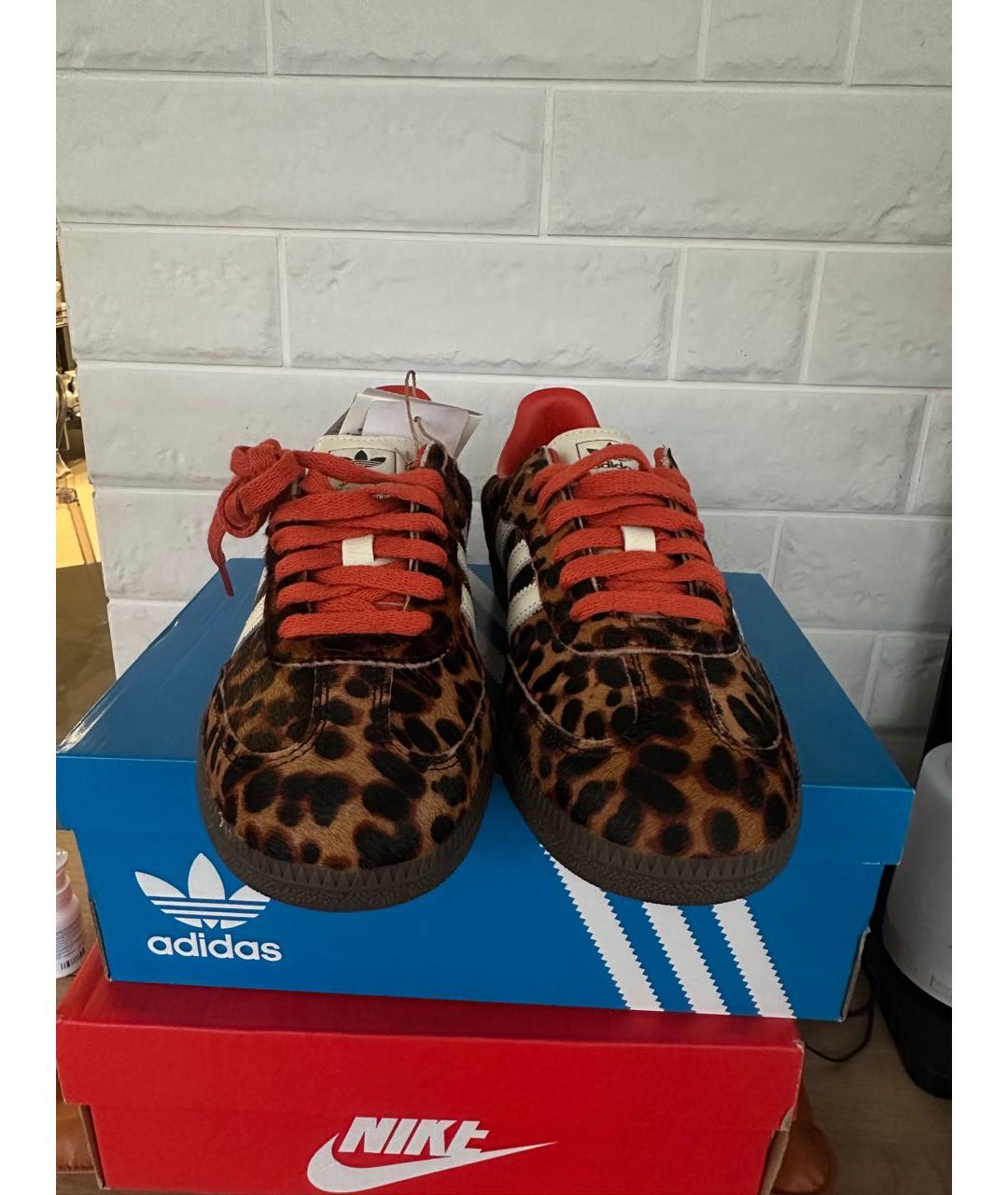 ADIDAS Коричневые кожаные кеды, фото 2