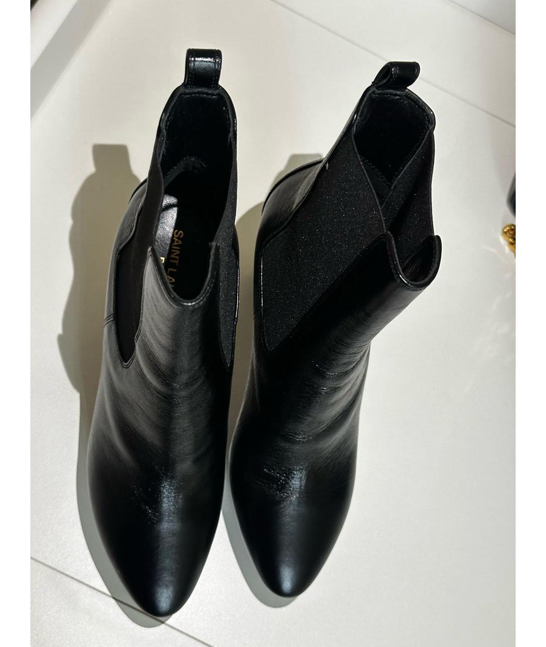 SAINT LAURENT Черные кожаные ботильоны, фото 3