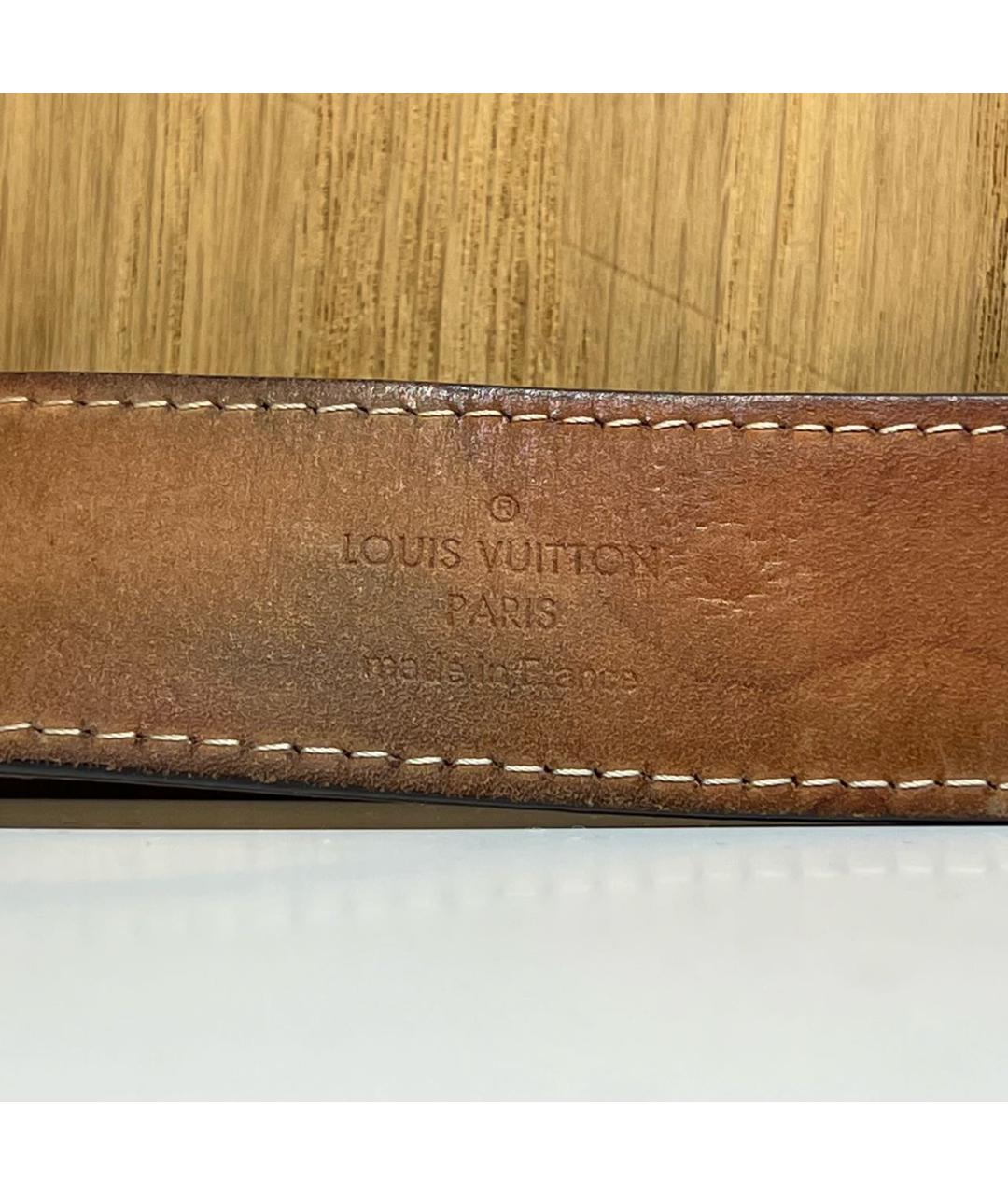 LOUIS VUITTON Коричневый кожаный ремень, фото 5