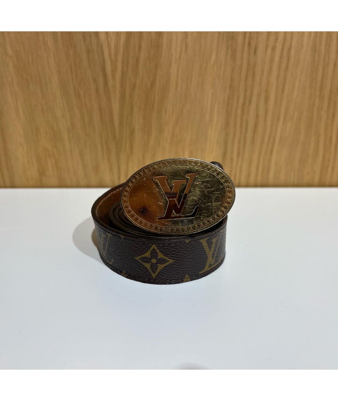 LOUIS VUITTON Коричневый кожаный ремень, фото 8