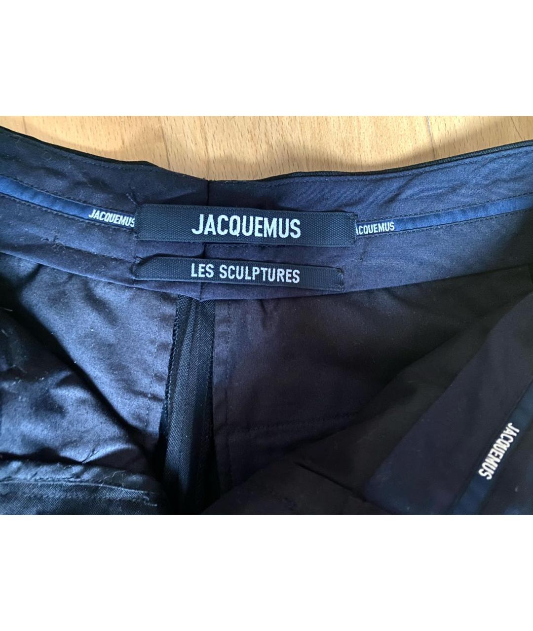 JACQUEMUS Черные шерстяные прямые брюки, фото 6