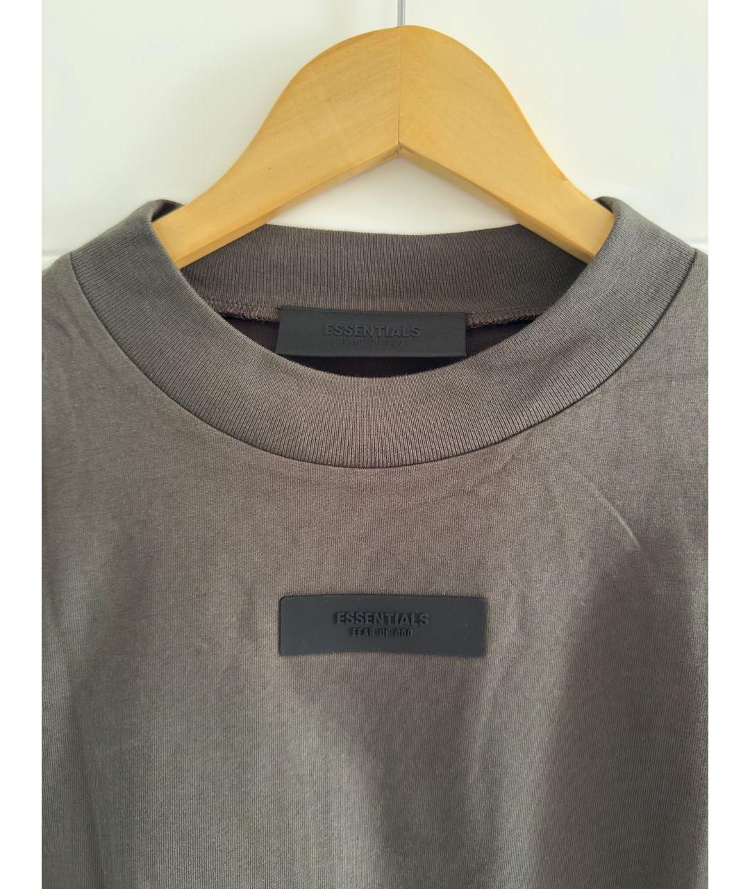 FEAR OF GOD ESSENTIALS Антрацитовая хлопковая футболка, фото 4