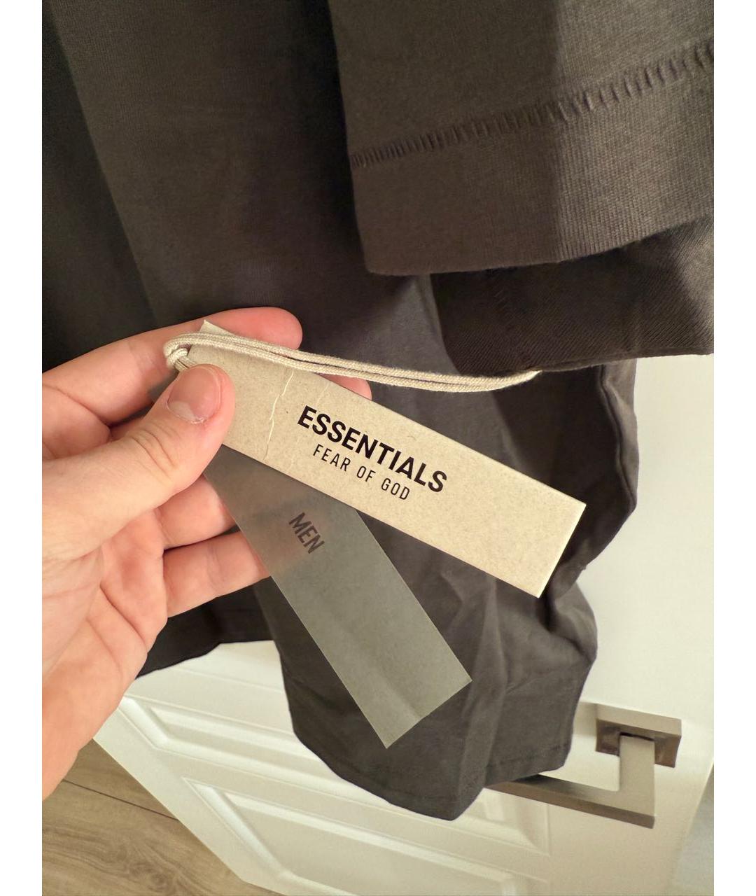 FEAR OF GOD ESSENTIALS Антрацитовая хлопковая футболка, фото 3