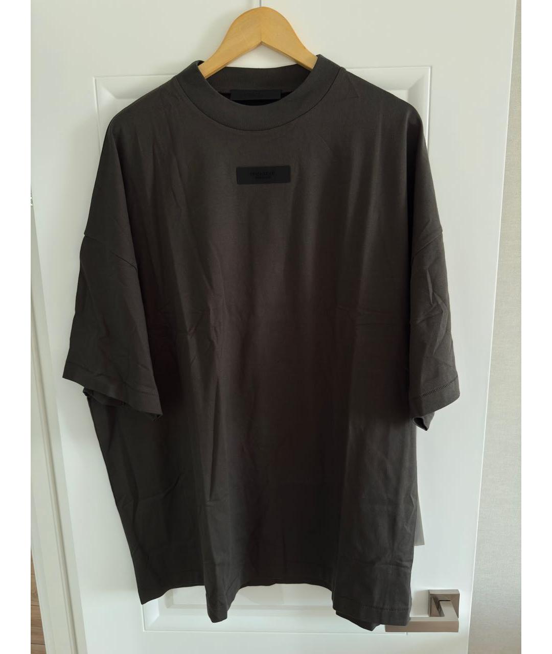 FEAR OF GOD ESSENTIALS Антрацитовая хлопковая футболка, фото 5