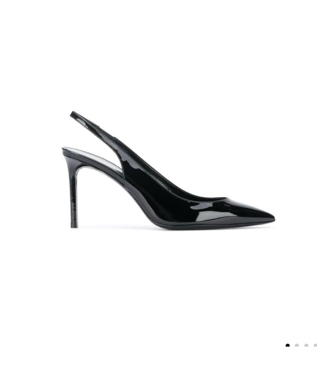 SAINT LAURENT Черные лодочки на низком каблуке из лакированной кожи, фото 5