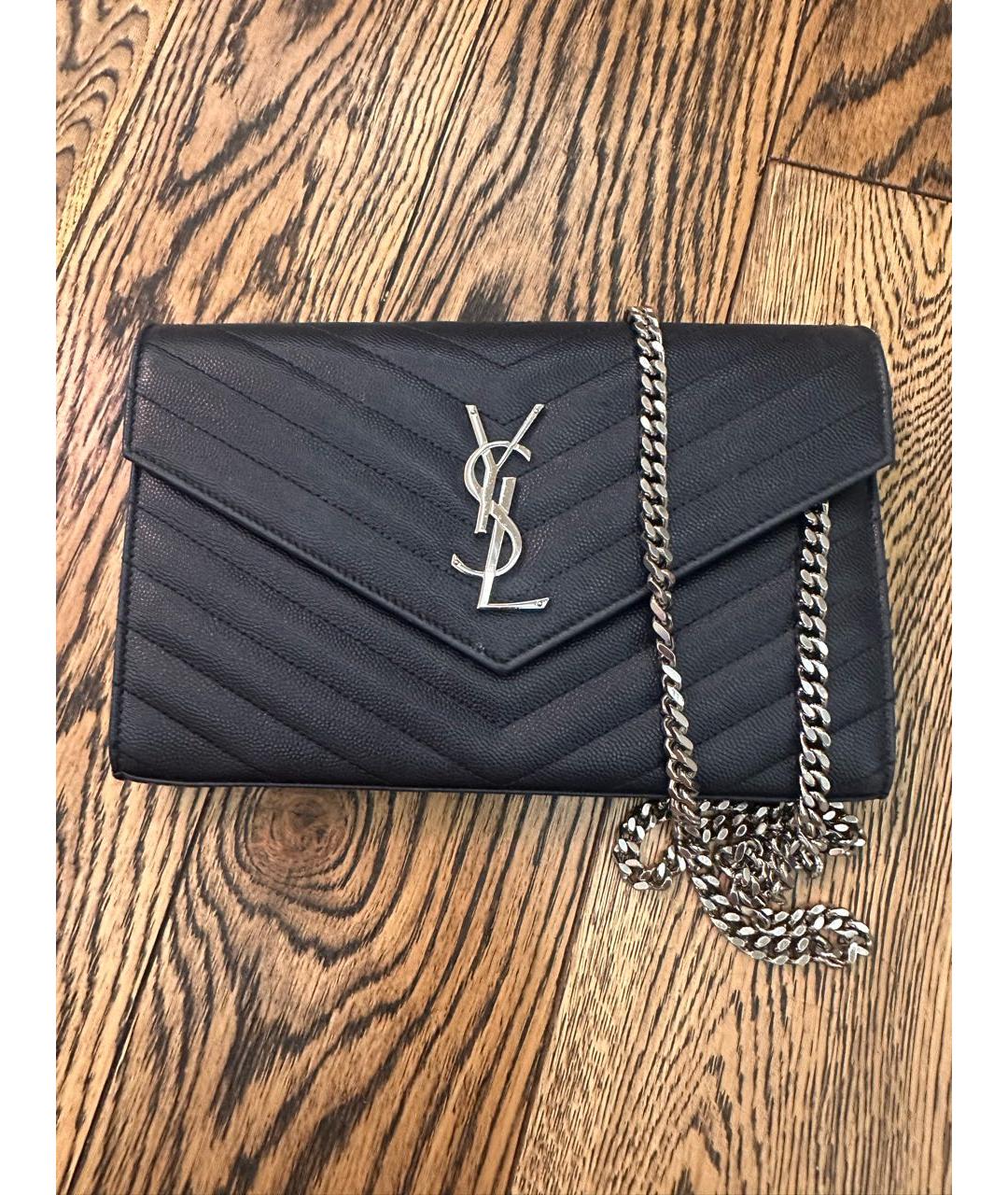 SAINT LAURENT Темно-синяя кожаная сумка через плечо, фото 2