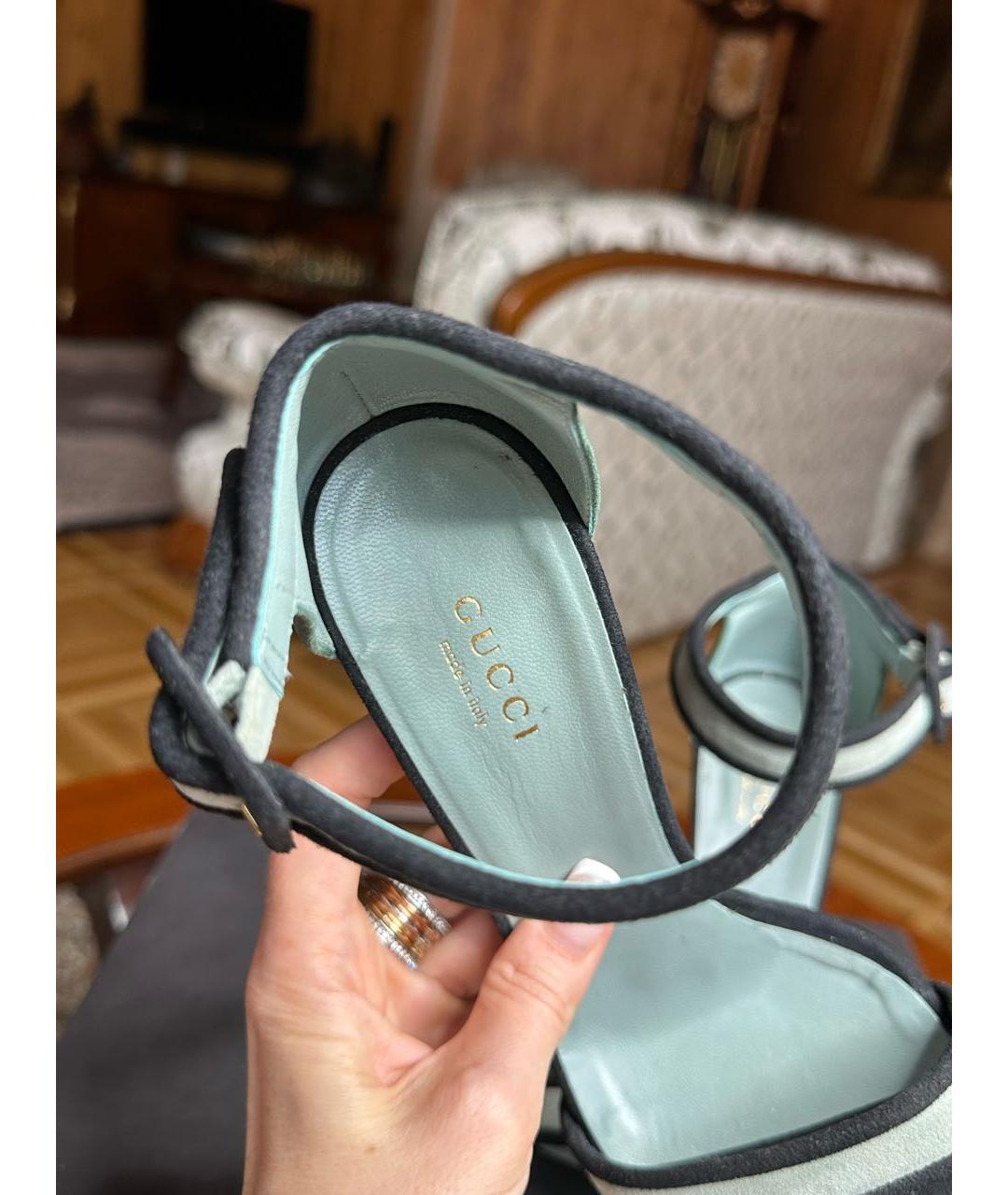GUCCI Бирюзовые замшевые босоножки, фото 8