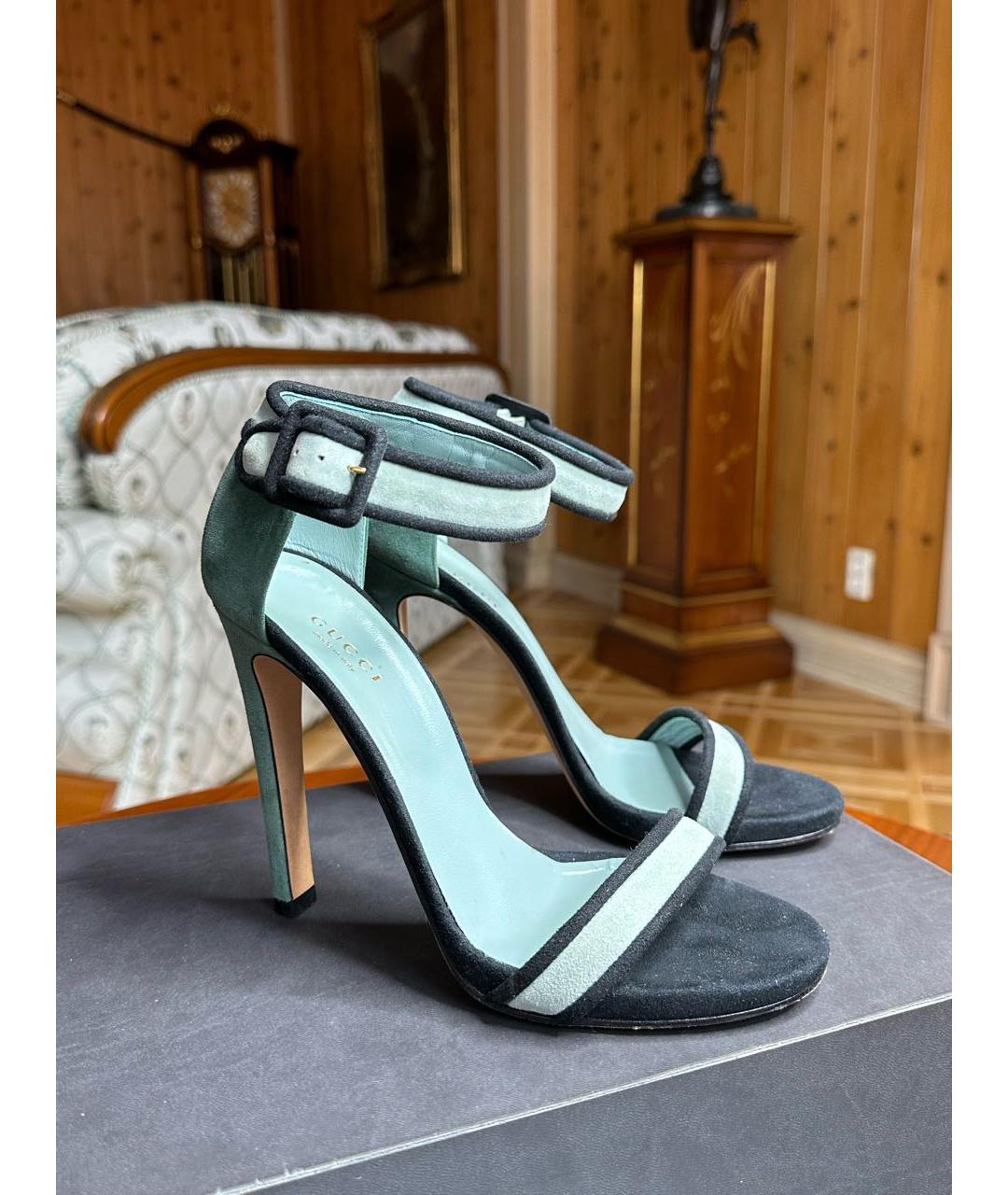 GUCCI Бирюзовые замшевые босоножки, фото 2
