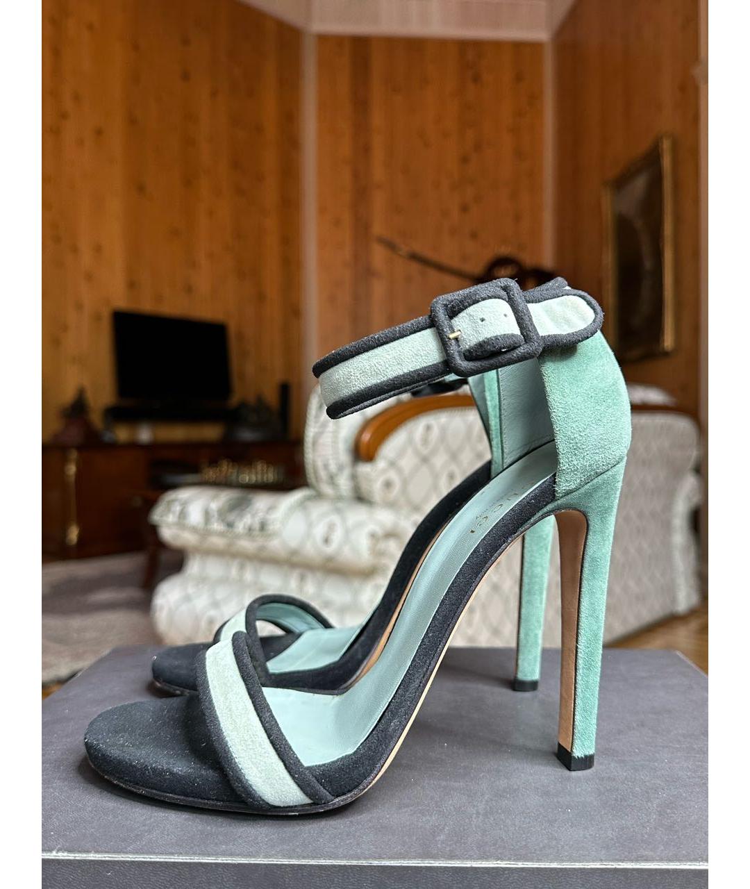 GUCCI Бирюзовые замшевые босоножки, фото 5