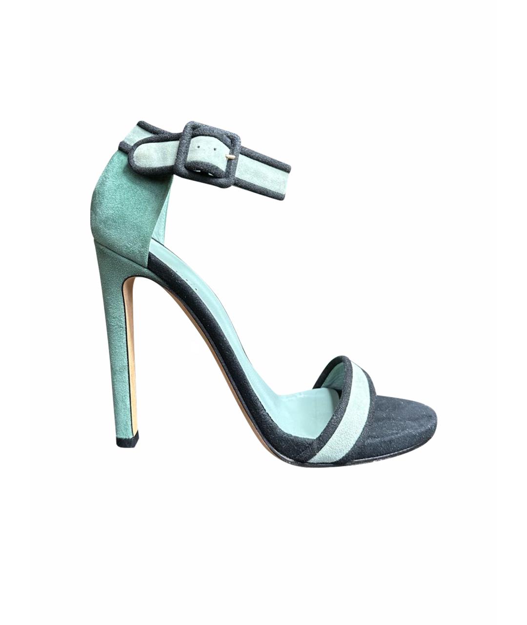 GUCCI Бирюзовые замшевые босоножки, фото 1
