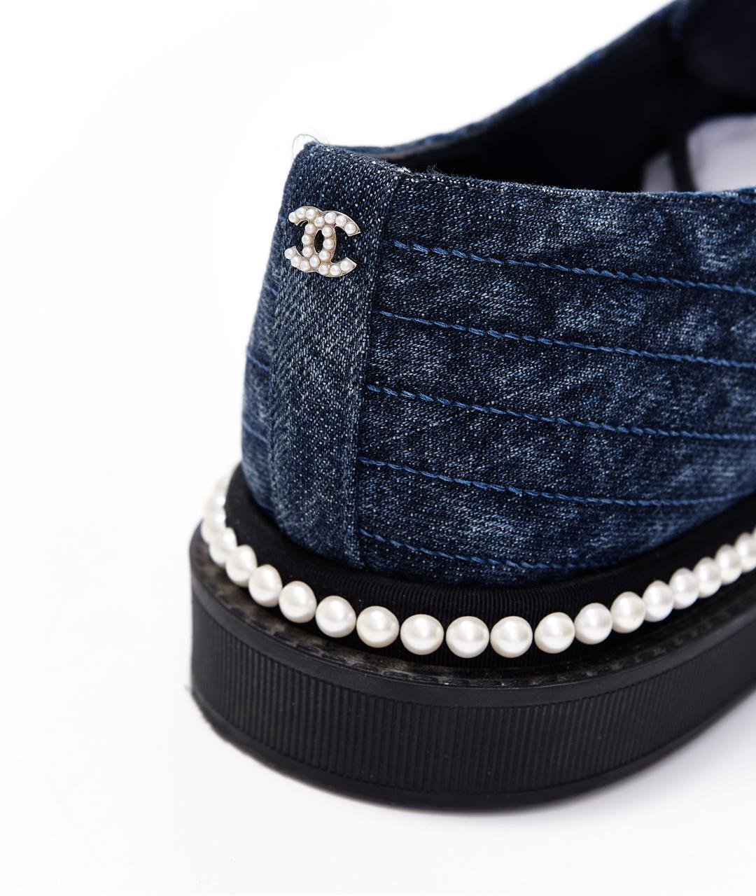 CHANEL Синие текстильные кеды, фото 4
