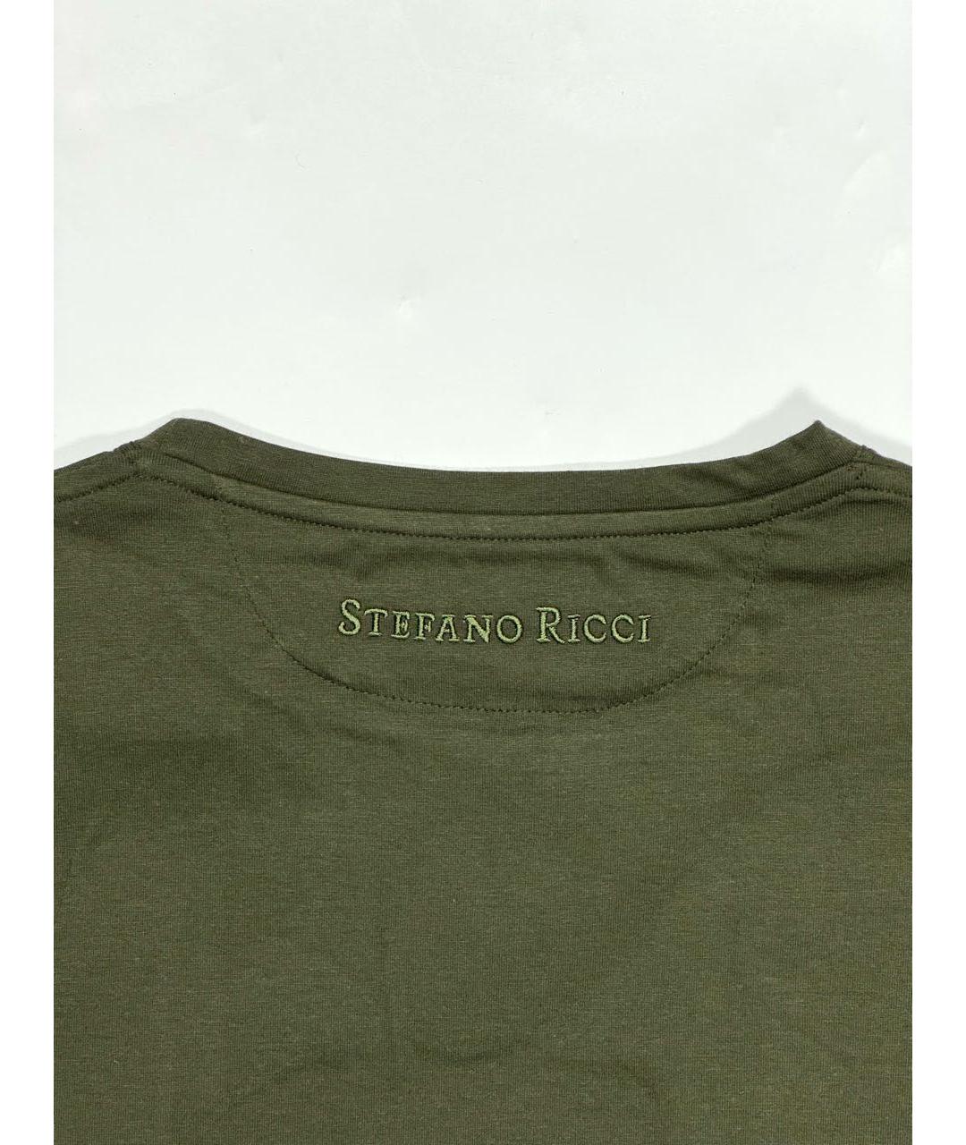 STEFANO RICCI Хаки хлопковая футболка, фото 5