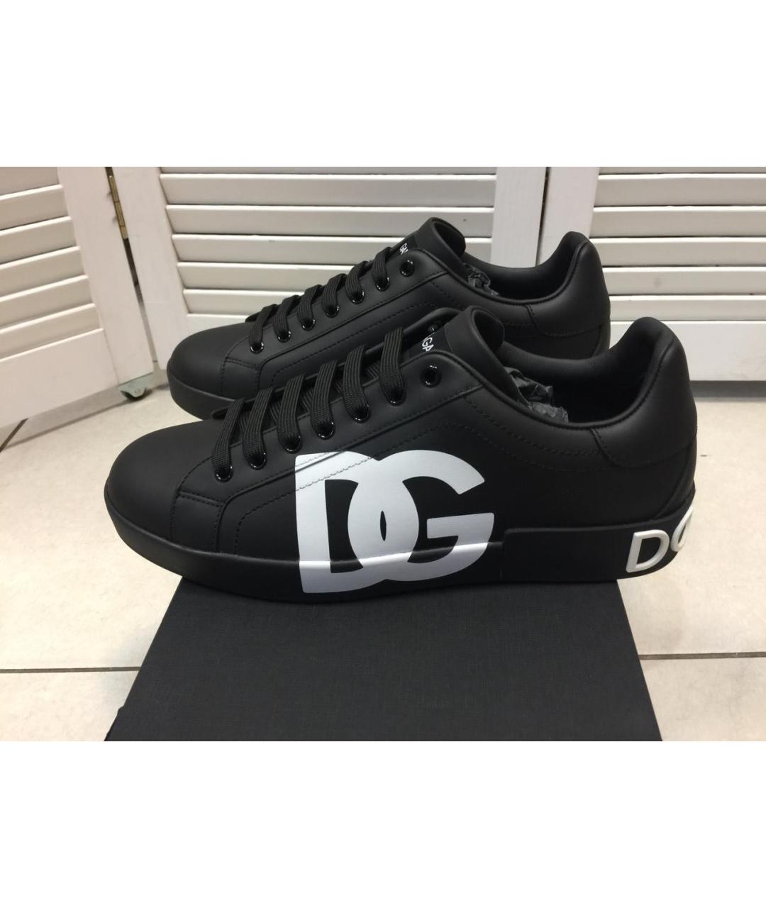 DOLCE&GABBANA Черные кожаные низкие кроссовки / кеды, фото 7