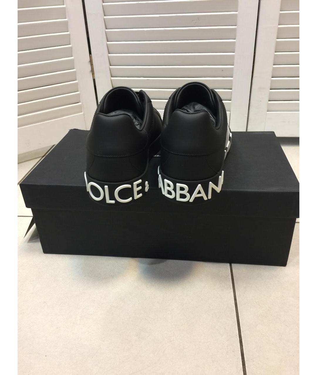 DOLCE&GABBANA Черные кожаные низкие кроссовки / кеды, фото 5