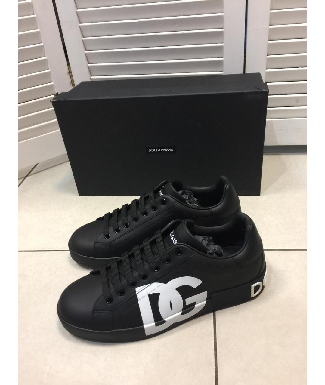 DOLCE&GABBANA Черные кожаные низкие кроссовки / кеды, фото 6