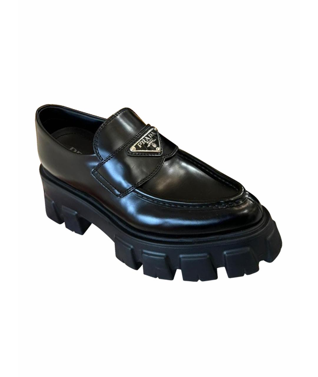 PRADA Черные кожаные лоферы, фото 1
