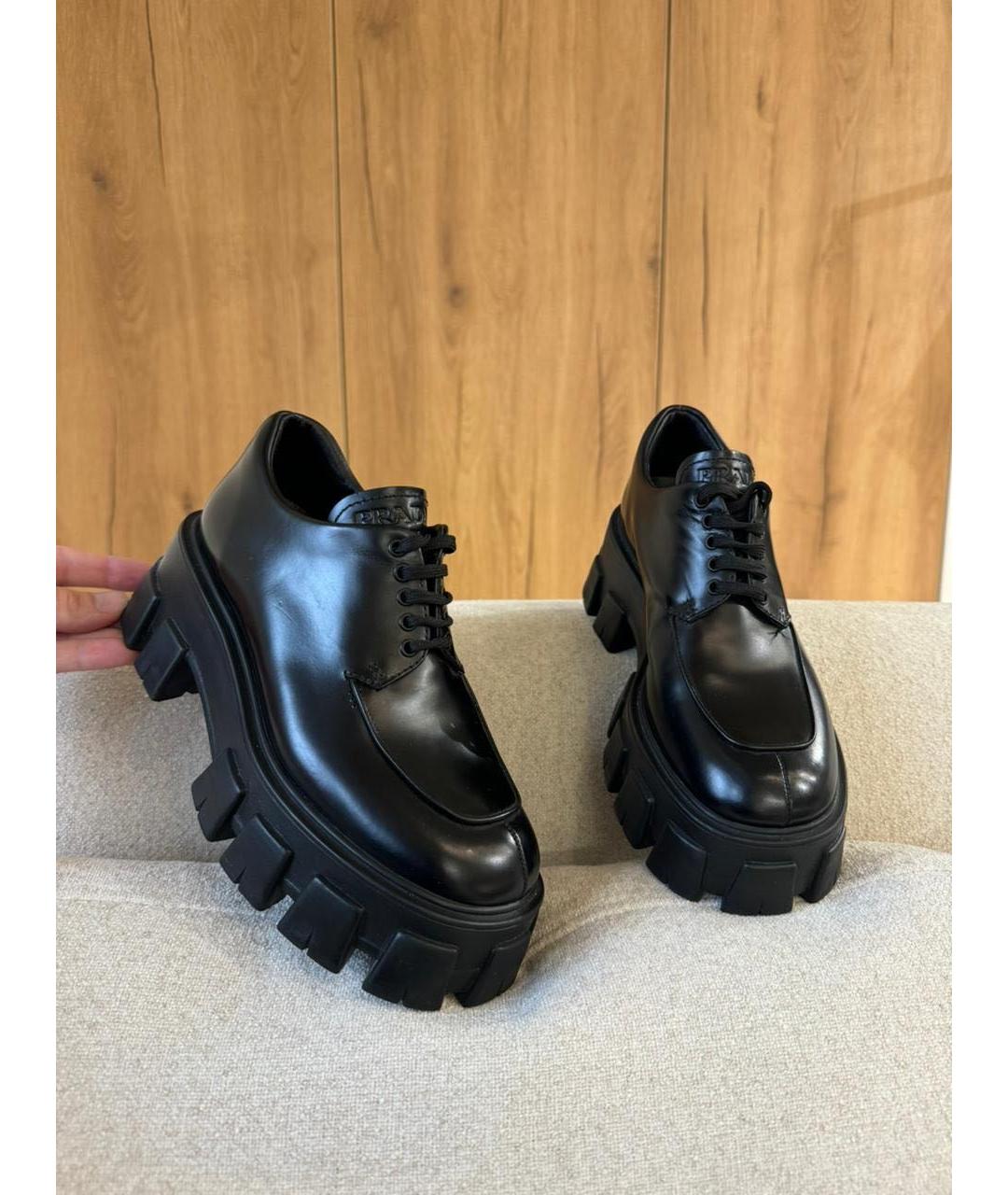 PRADA Черные кожаные ботинки, фото 2