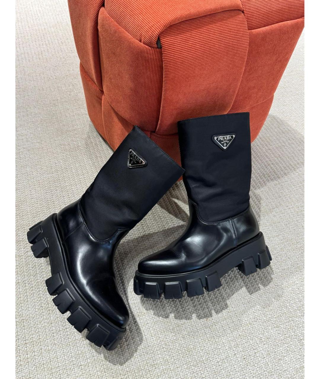 PRADA Черные кожаные сапоги, фото 3