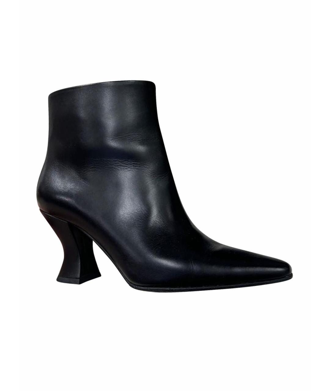 BOTTEGA VENETA Черные кожаные ботильоны, фото 1