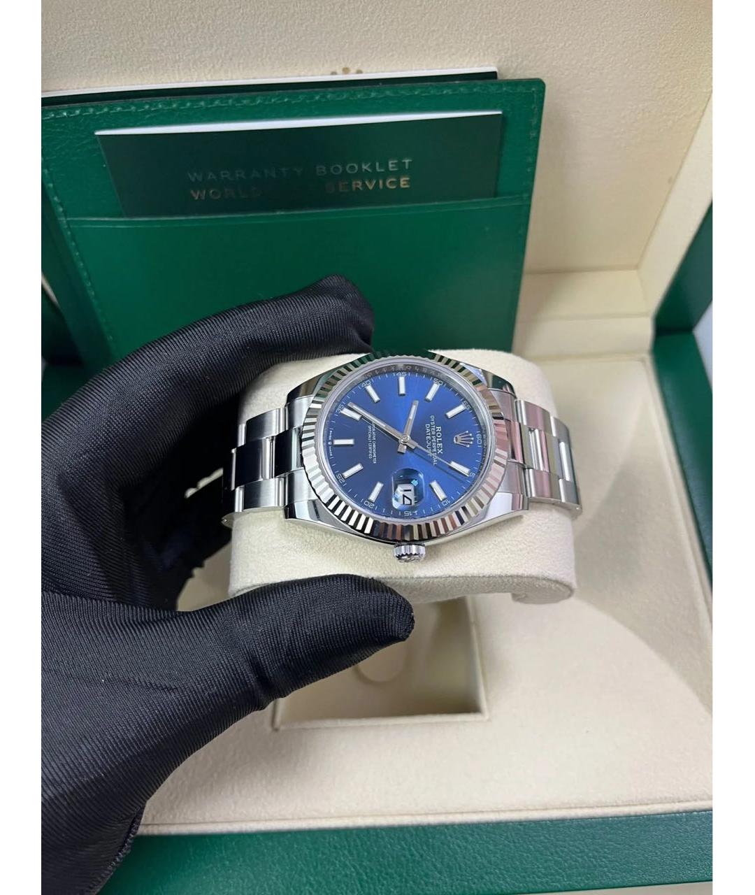 ROLEX Синие часы из белого золота, фото 7