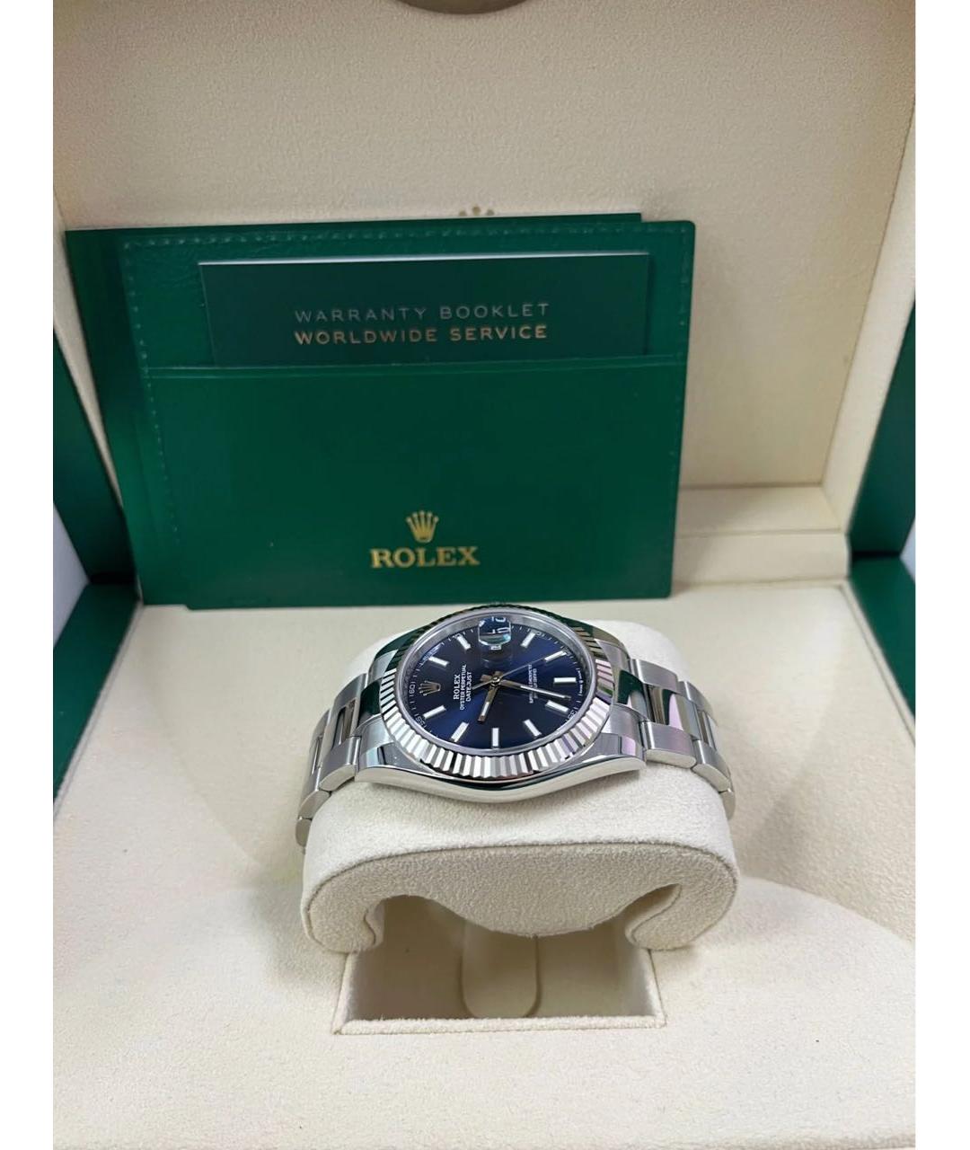 ROLEX Синие часы из белого золота, фото 3