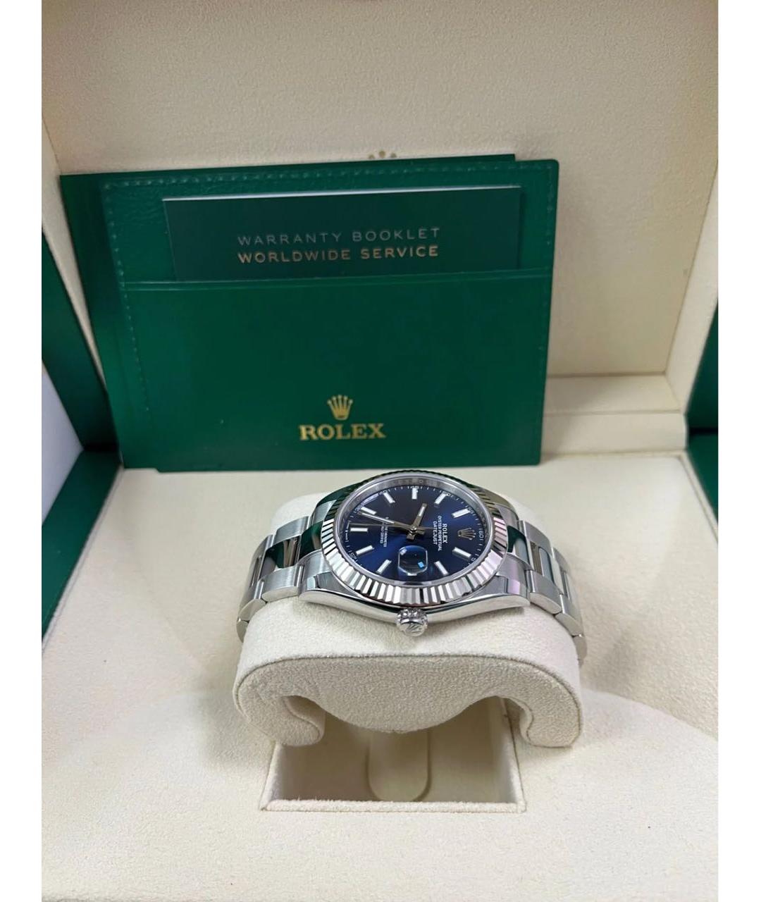 ROLEX Синие часы из белого золота, фото 4