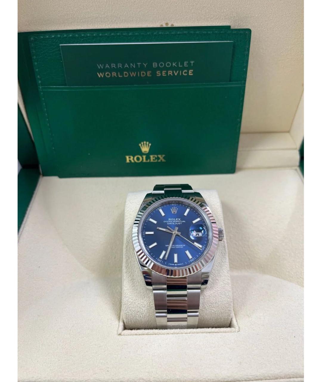 ROLEX Синие часы из белого золота, фото 2