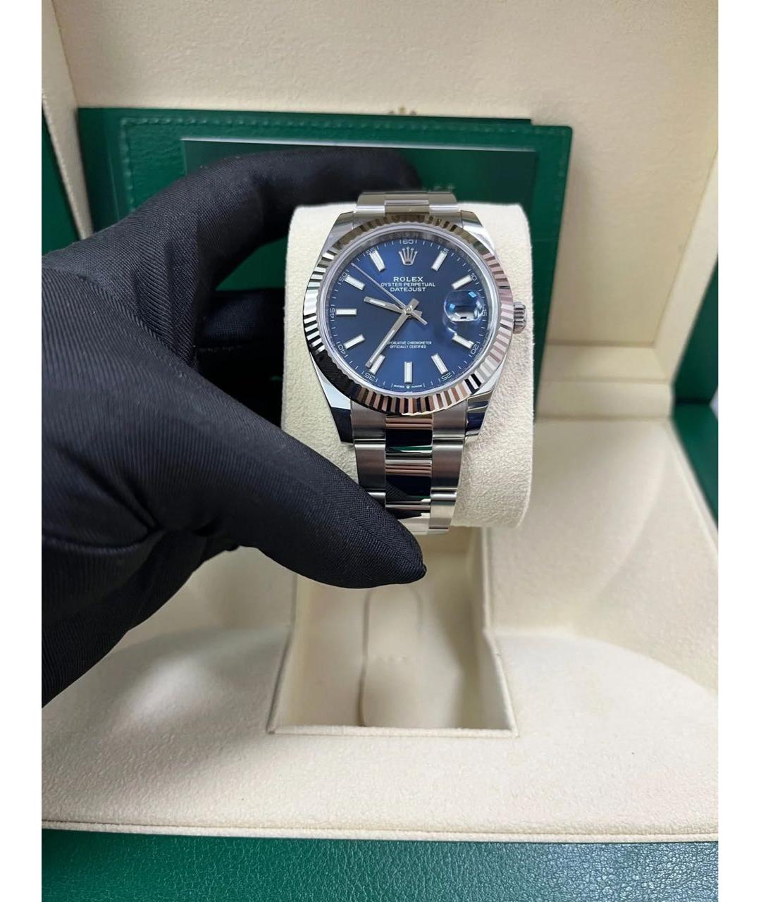 ROLEX Синие часы из белого золота, фото 8