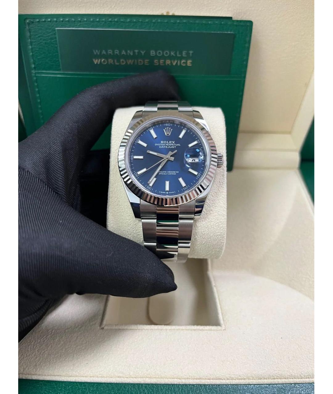 ROLEX Синие часы из белого золота, фото 6