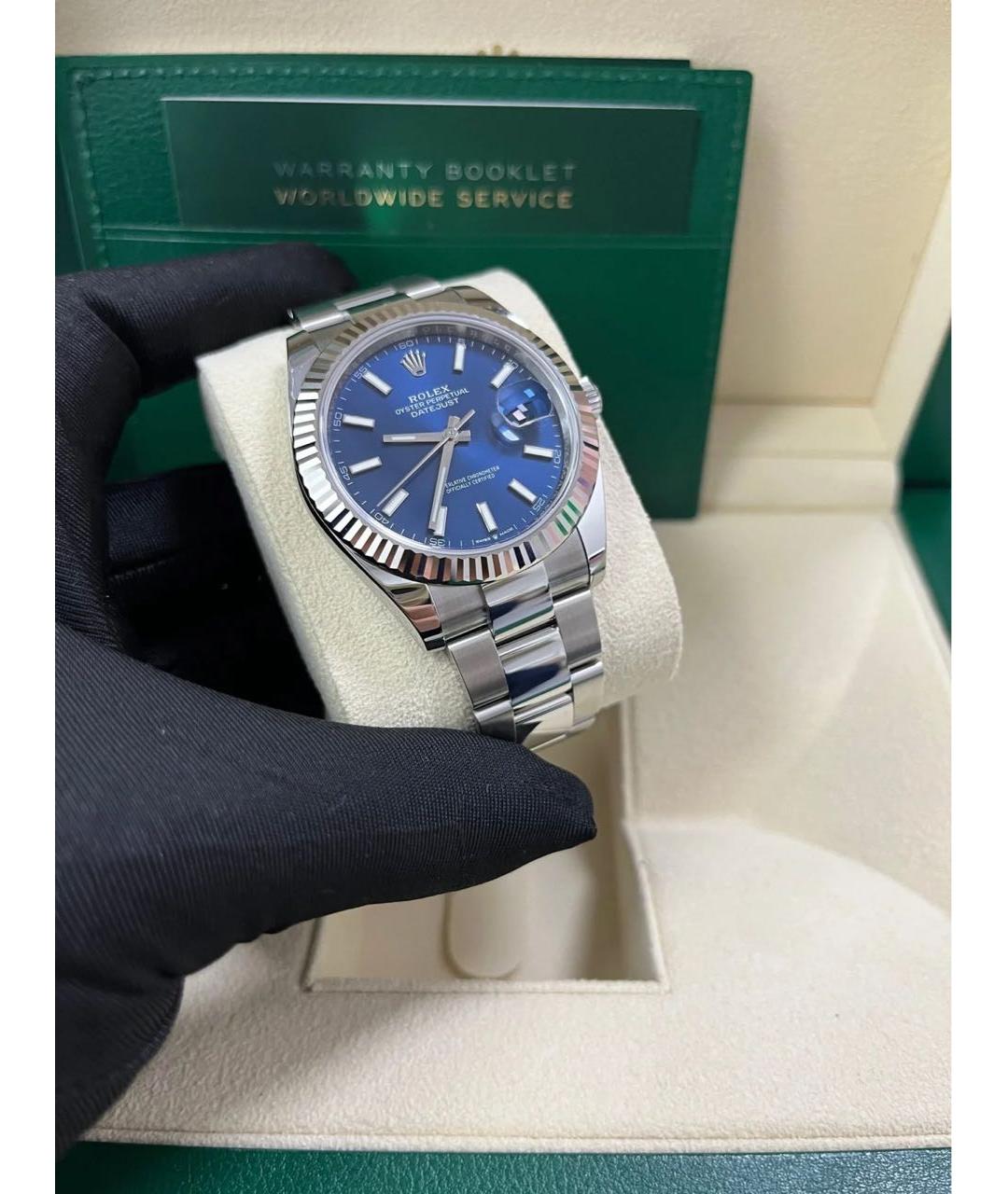 ROLEX Синие часы из белого золота, фото 5