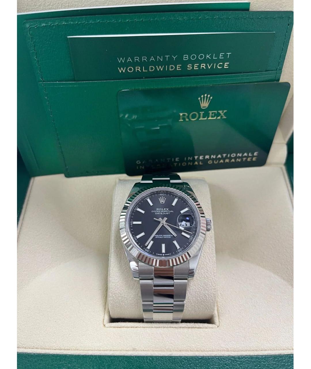 ROLEX Черные часы из белого золота, фото 2