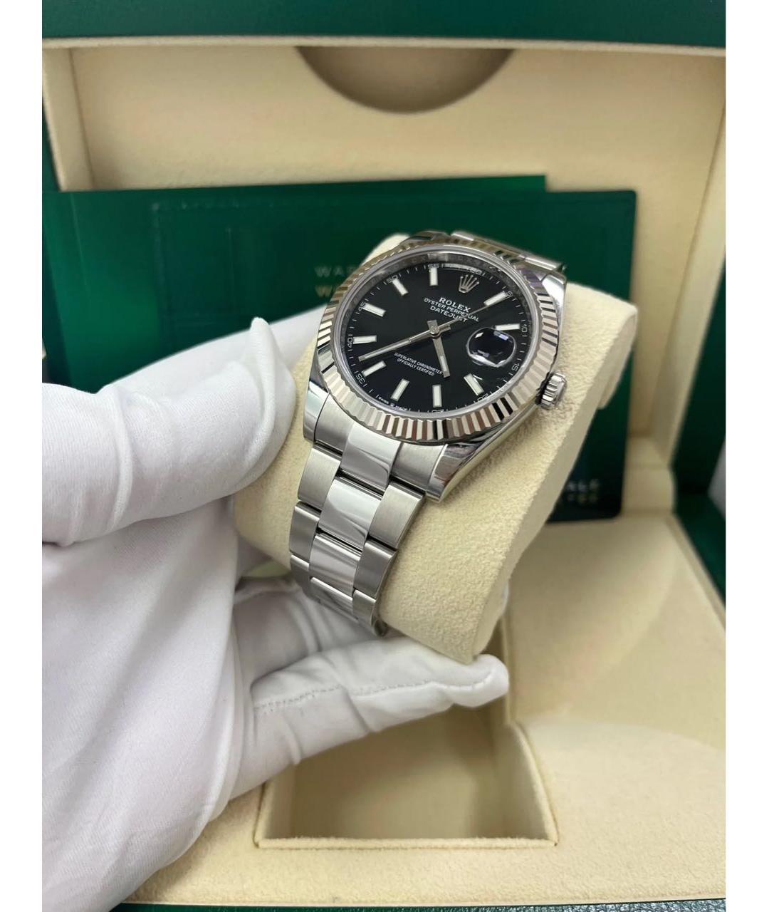 ROLEX Черные часы из белого золота, фото 7