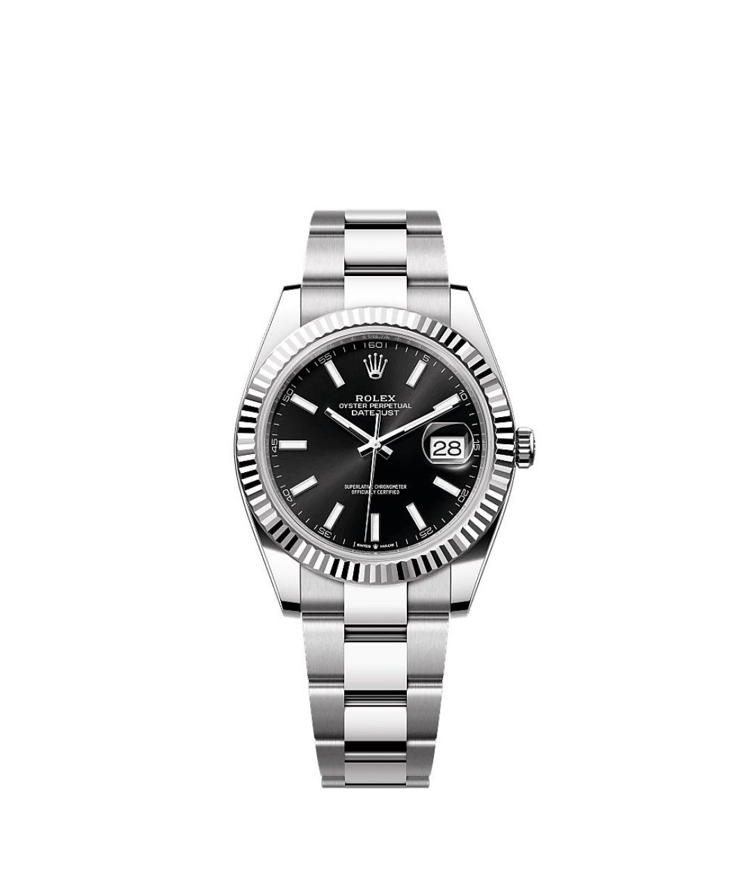 ROLEX Черные часы из белого золота, фото 1