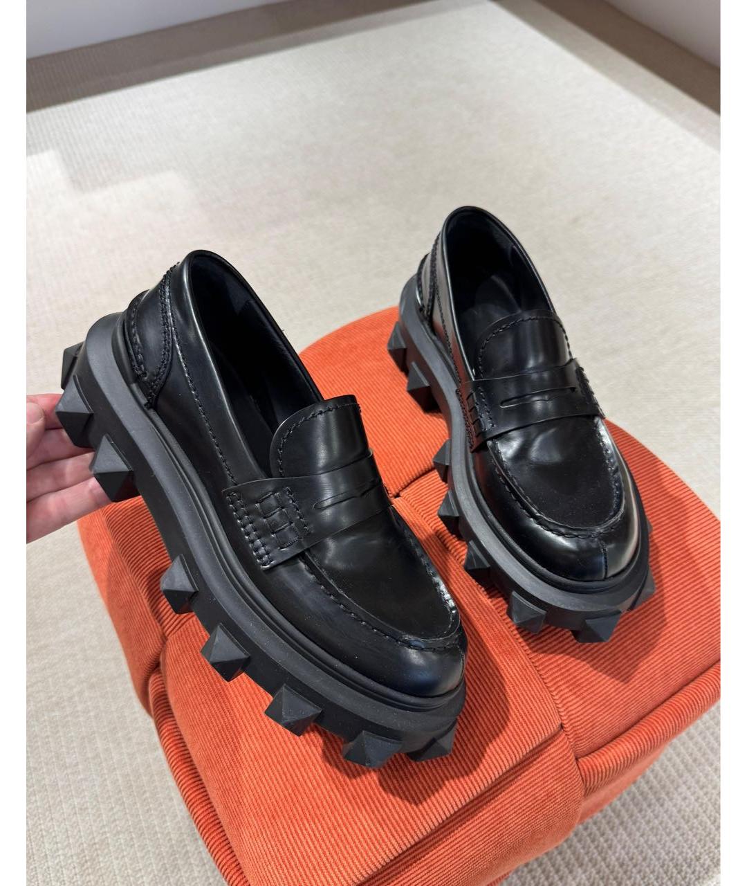 VALENTINO Черные кожаные лоферы, фото 3