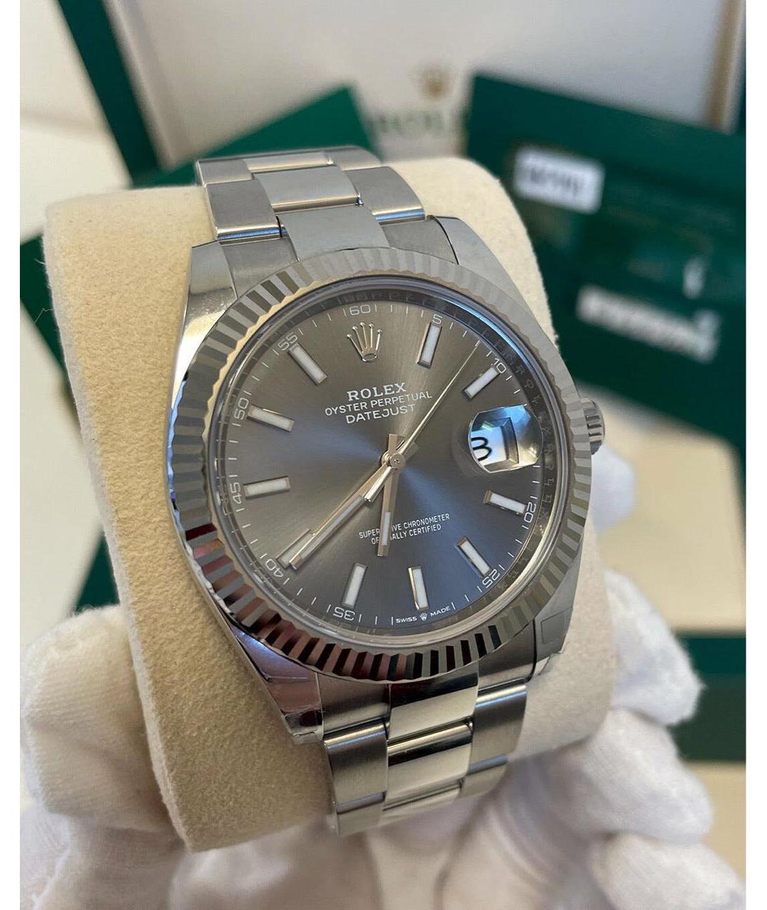 ROLEX Антрацитовые часы из белого золота, фото 3