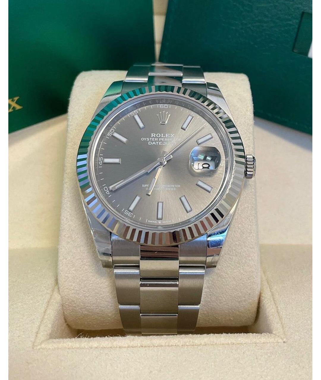 ROLEX Антрацитовые часы из белого золота, фото 5