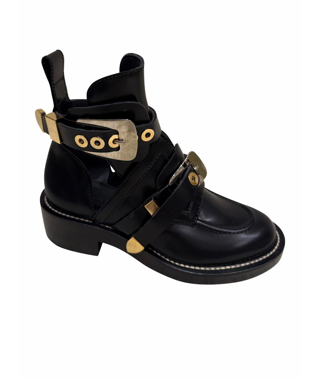 BALENCIAGA Черные кожаные ботинки, фото 1