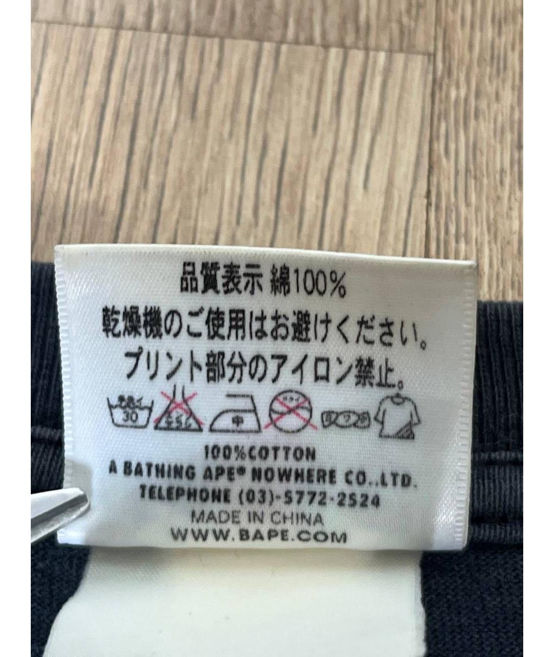 A BATHING APE Черная хлопковая футболка, фото 6