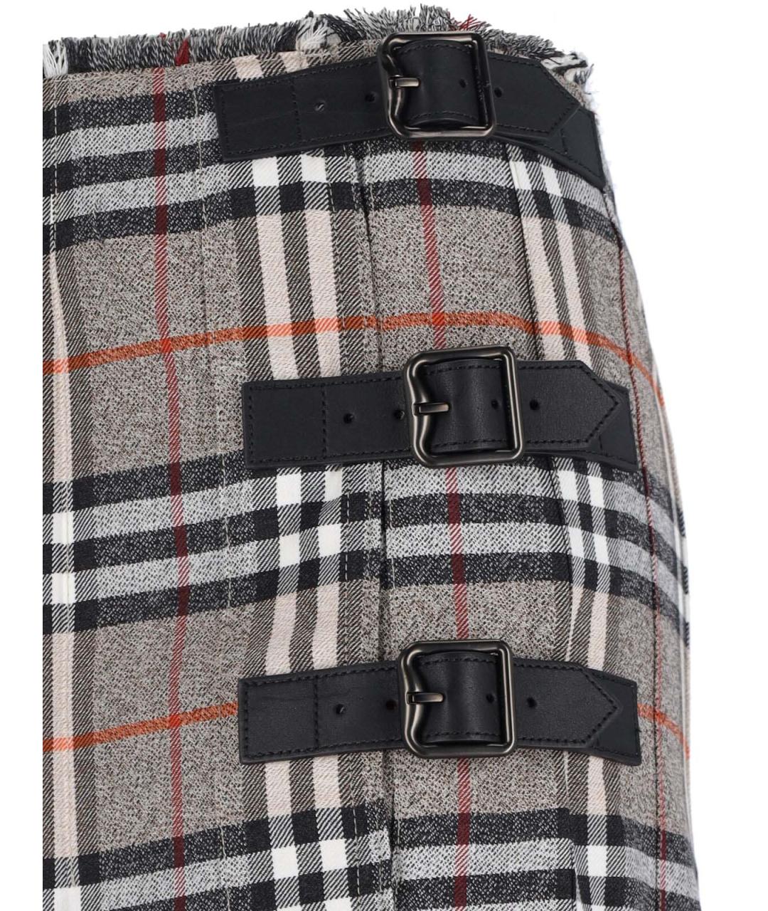 BURBERRY Коричневая шерстяная юбка миди, фото 4
