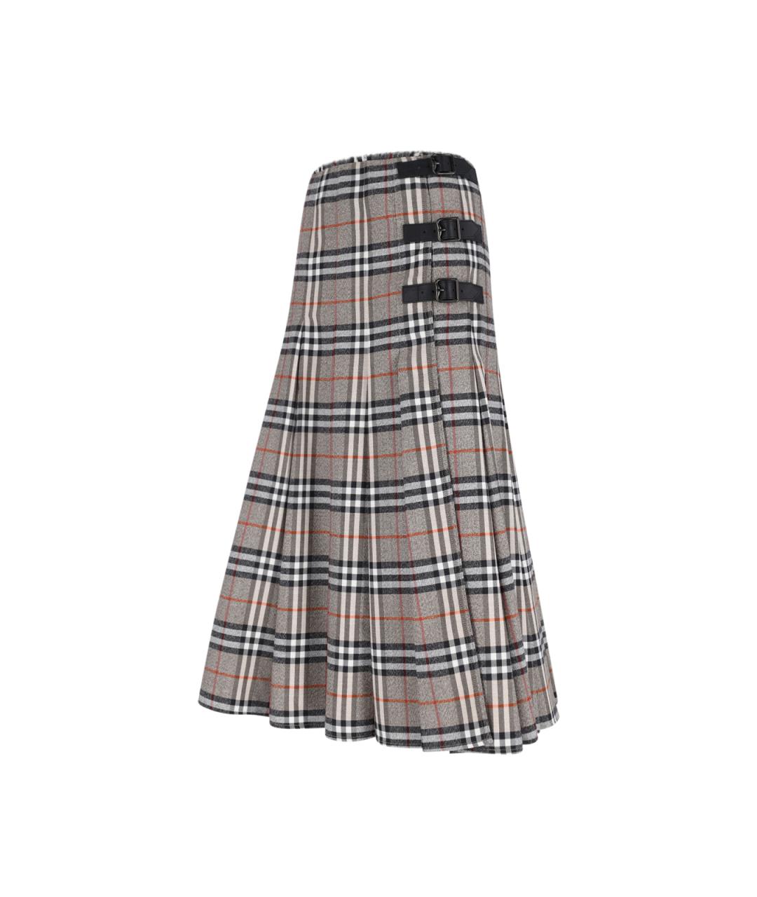 BURBERRY Коричневая шерстяная юбка миди, фото 3
