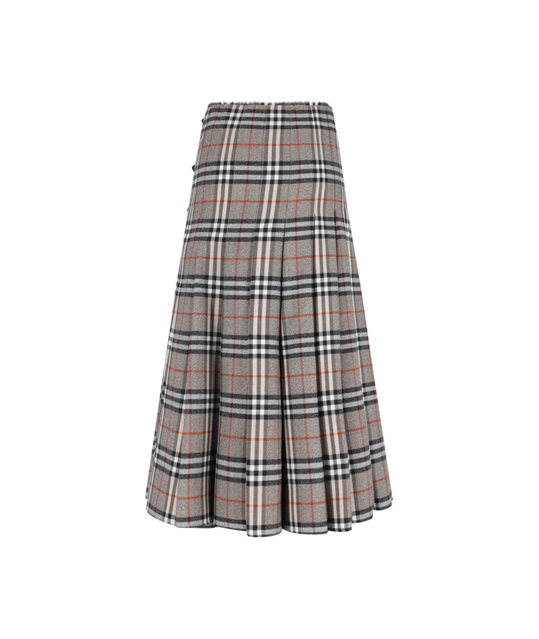 BURBERRY Коричневая шерстяная юбка миди, фото 2
